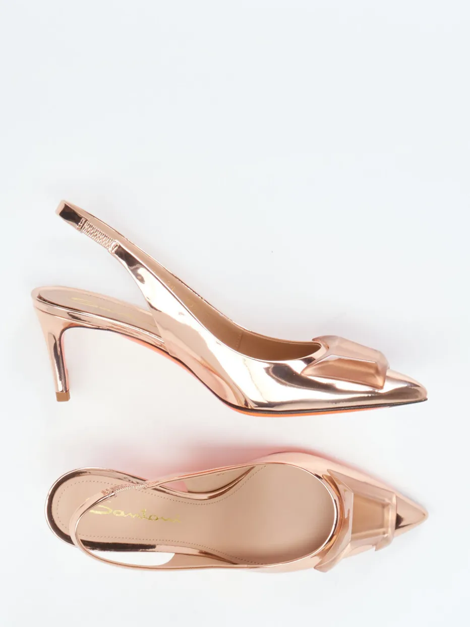 – Slingpumps aus Metallicleder in Roségold*Santoni Sale