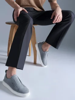 Herren Santoni – Slip-On Sneaker aus Veloursleder Tauben