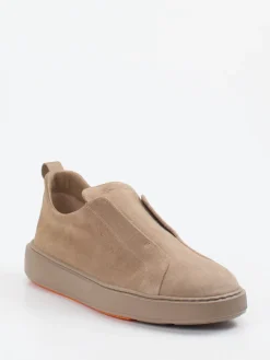 Herren Santoni – Slip-On Sneaker aus Veloursleder Sandbeige