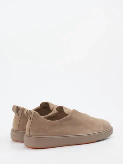 Herren Santoni – Slip-On Sneaker aus Veloursleder Sandbeige