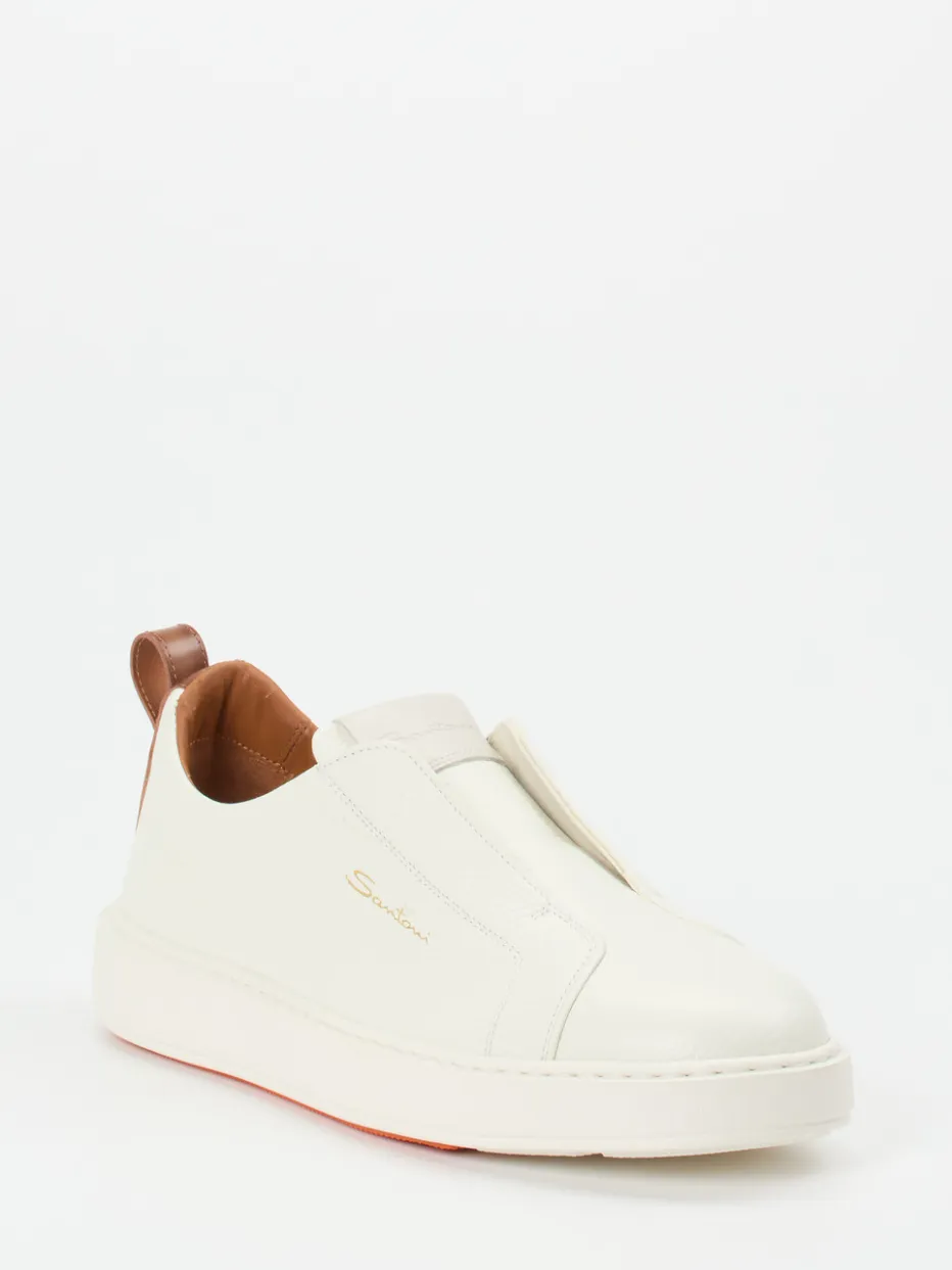 – Slip-On Sneaker aus Kalbleder creme*Santoni