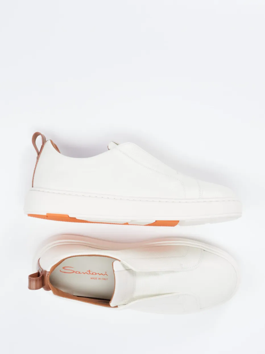 – Slip-On Sneaker aus Kalbleder creme*Santoni