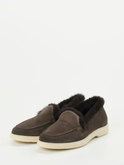 Damen Santoni – Slipper aus Veloursleder dunkel