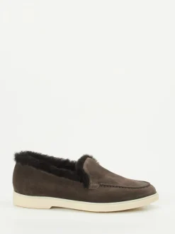 Damen Santoni – Slipper aus Veloursleder dunkel