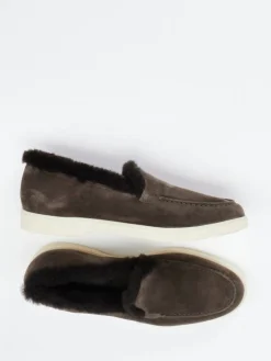 Damen Santoni – Slipper aus Veloursleder dunkel