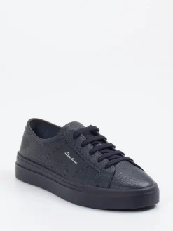 – Sneaker aus genarbtem Kalbleder Dunkel*Santoni Discount