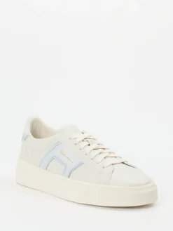 Damen Santoni – Sneaker aus genarbtem Lammleder creme