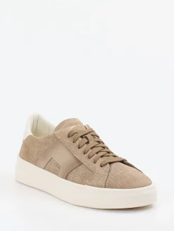 Herren Santoni – Sneaker aus geprägtem Leder sandbeige