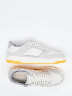 – Sneaker aus Kalbleder in Creme*Santoni Sale