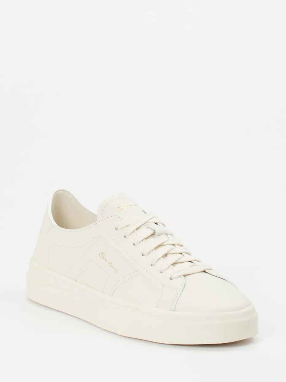 – Sneaker aus Kalbleder creme*Santoni Discount