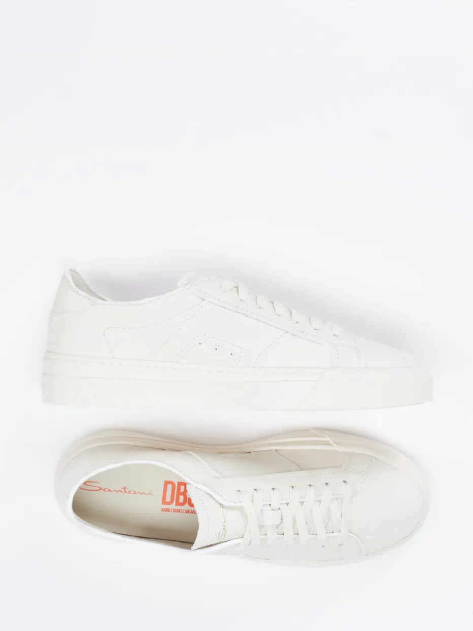 – Sneaker aus Kalbleder creme*Santoni Discount