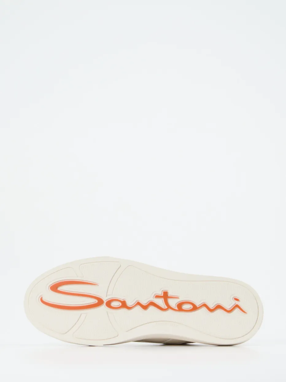 – Sneaker aus Kalbleder creme*Santoni Discount
