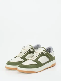 Herren Santoni – Sneaker aus Kalbleder und Nubuk in Creme