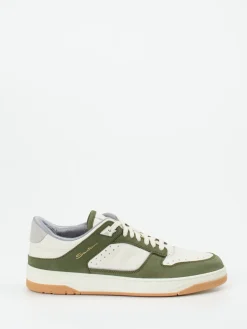 Herren Santoni – Sneaker aus Kalbleder und Nubuk in Creme