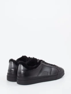 Herren Santoni – Sneaker aus Kalbleder glänzend schwarz