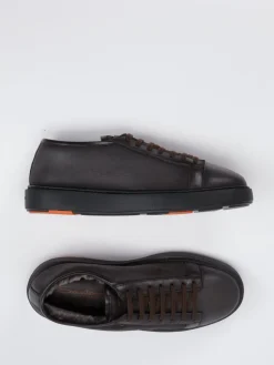 Herren Santoni – Sneaker aus Lammleder in Dunkel