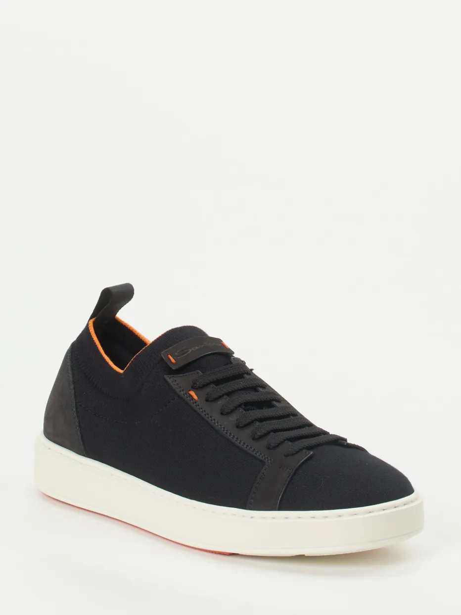 Herren Santoni – Sneaker aus Stretch und Veloursleder