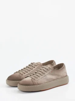 Herren Santoni – Sneaker aus Veloursleder in Taupe