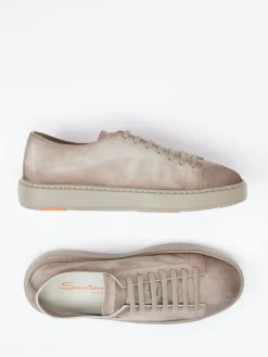 Herren Santoni – Sneaker aus Veloursleder in Taupe