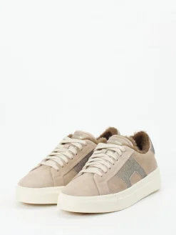 Damen Santoni – Sneaker aus Veloursleder mit Glitzer