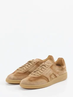 – Sneaker aus Veloursleder in Sandbeige*Santoni New