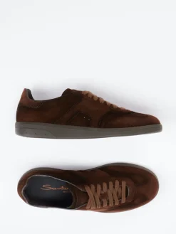 Damen Santoni – Sneaker aus Veloursleder schoko