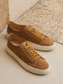 Herren Santoni – Sneaker aus Veloursleder cognac