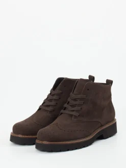 Damen Semler – Brogue-Boots aus Veloursleder dunkel