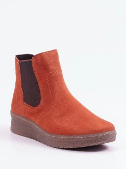 Damen Semler – Chelsea-Stiefelette aus Veloursleder ziegelrot