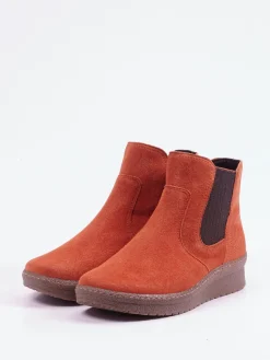 Damen Semler – Chelsea-Stiefelette aus Veloursleder ziegelrot