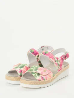 Damen Semler – Keilsandale aus geprägtem Leder floral