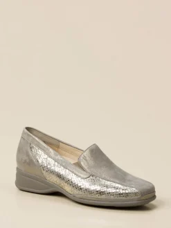 – Komfort-Loafer aus Metallicleder silbergrau*Semler Discount