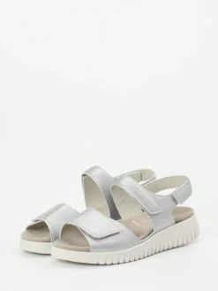 – Komfortsandale aus Metallicleder Silber*Semler Sale