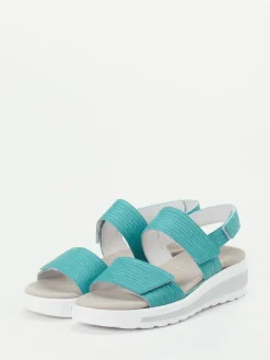 Damen Semler – Komfortsandale aus geprägtem Leder türkis