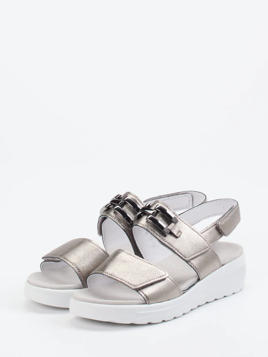 – Komfortsandale aus Kalbleder Metallic-Taupe*Semler Online