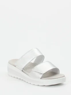 – Komfort-Sandalen aus Metallicleder silberfarben*Semler Outlet