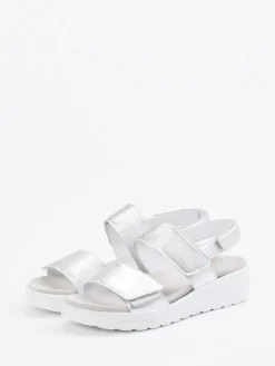 Damen Semler – Komfort-Sandalen aus Metallicleder silber