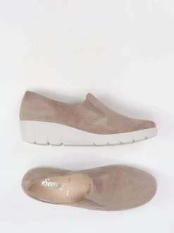 Damen Semler – Komfort-Slipper aus Veloursleder taupe