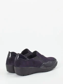 – Komfort-Slipper aus Velours- & Lackleder dunkelviolett*Semler Clearance