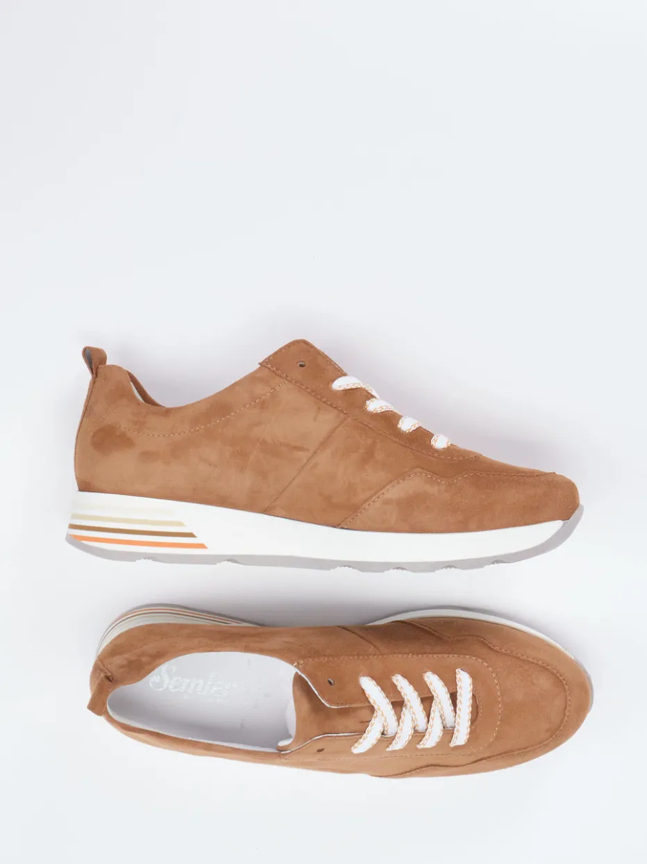 Damen Semler – Komfort-Sneaker aus Veloursleder cognac