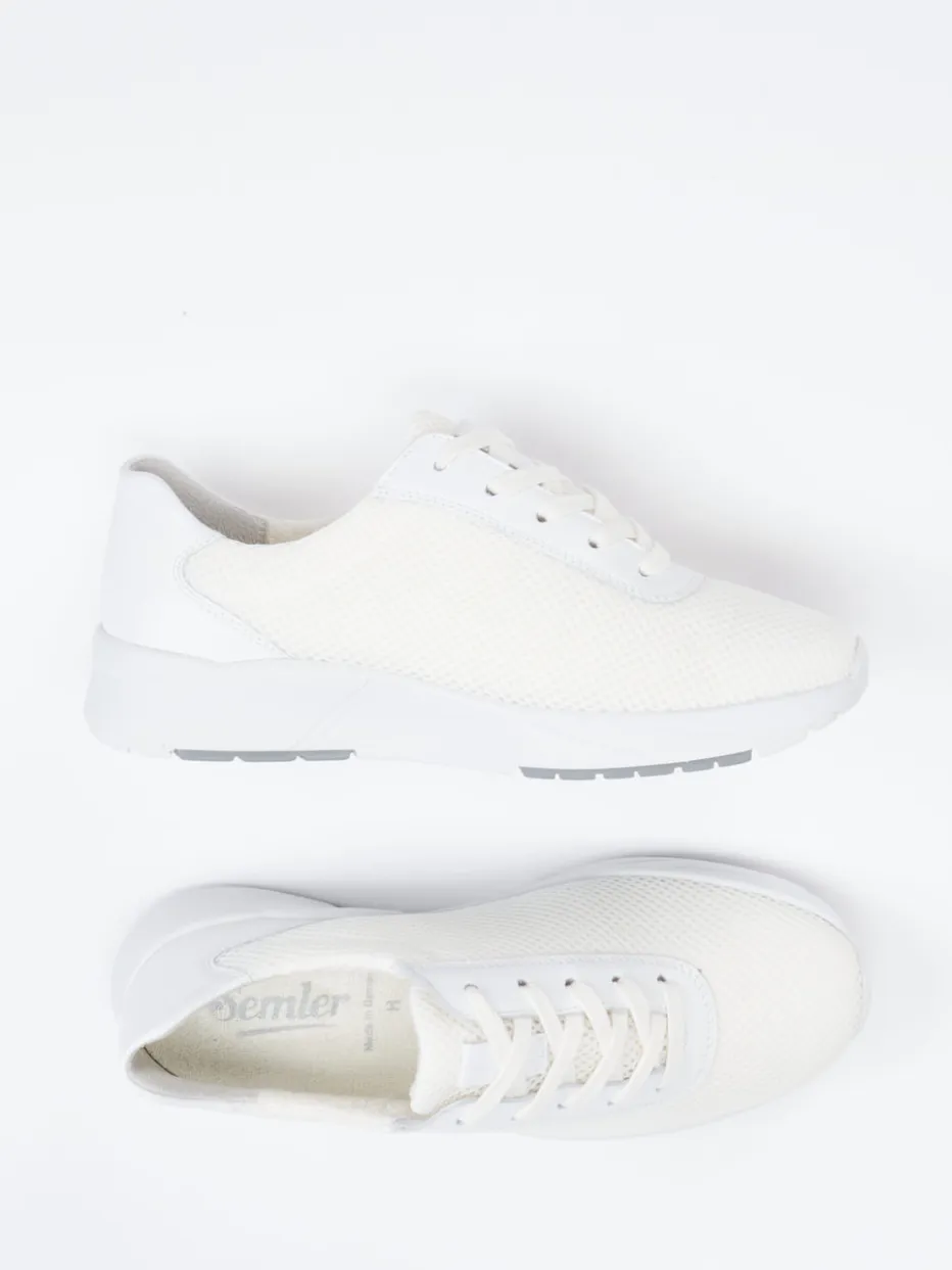 – Komfort-Sneaker aus Mesh und Kalbleder Creme*Semler