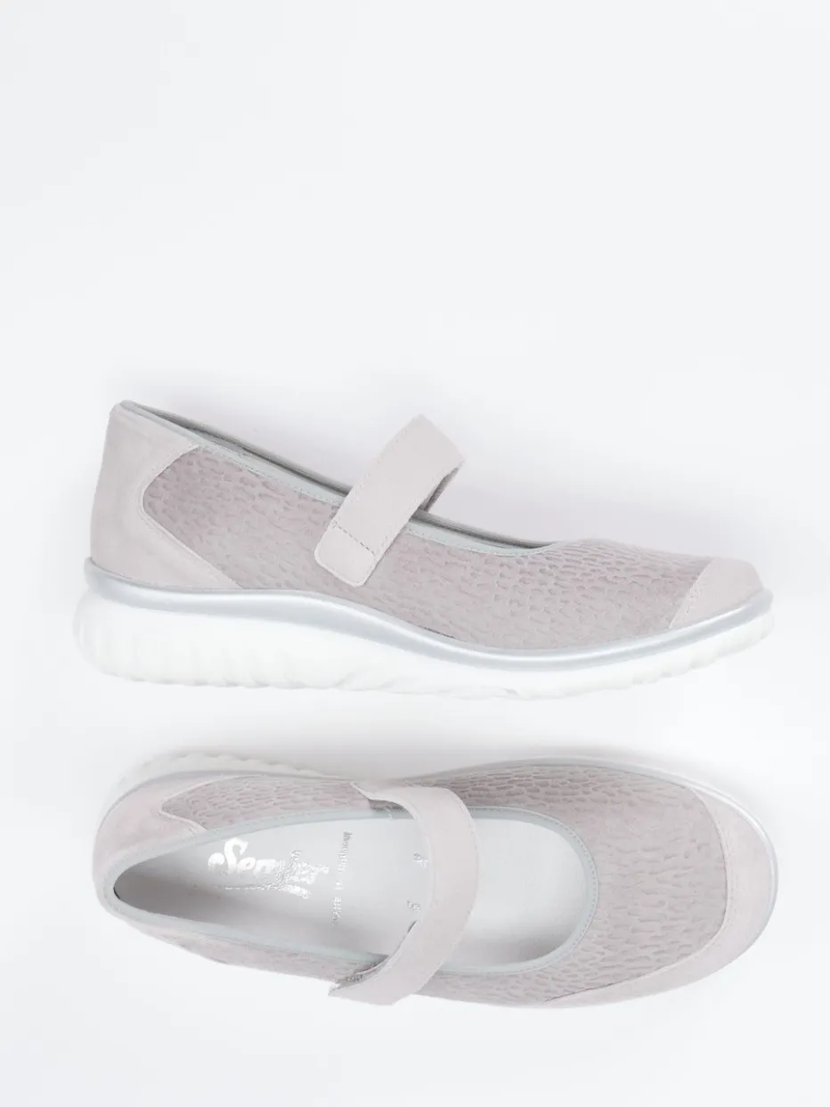 Damen Semler – Mary Janes aus Veloursleder Hell