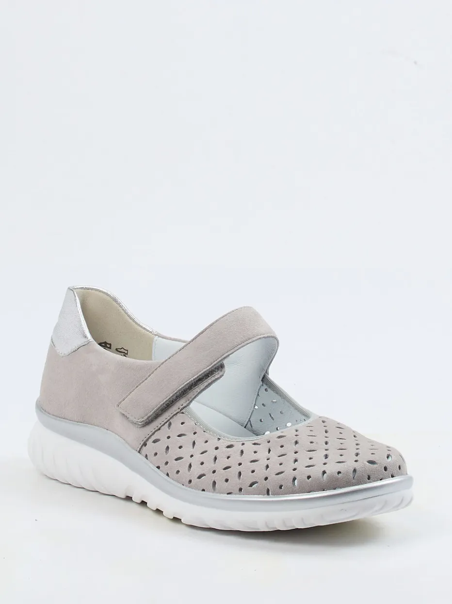 Damen Semler – Mary Janes aus Veloursleder Taupe-Grau