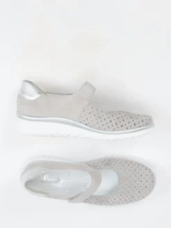 Damen Semler – Mary Janes aus Veloursleder Taupe-Grau