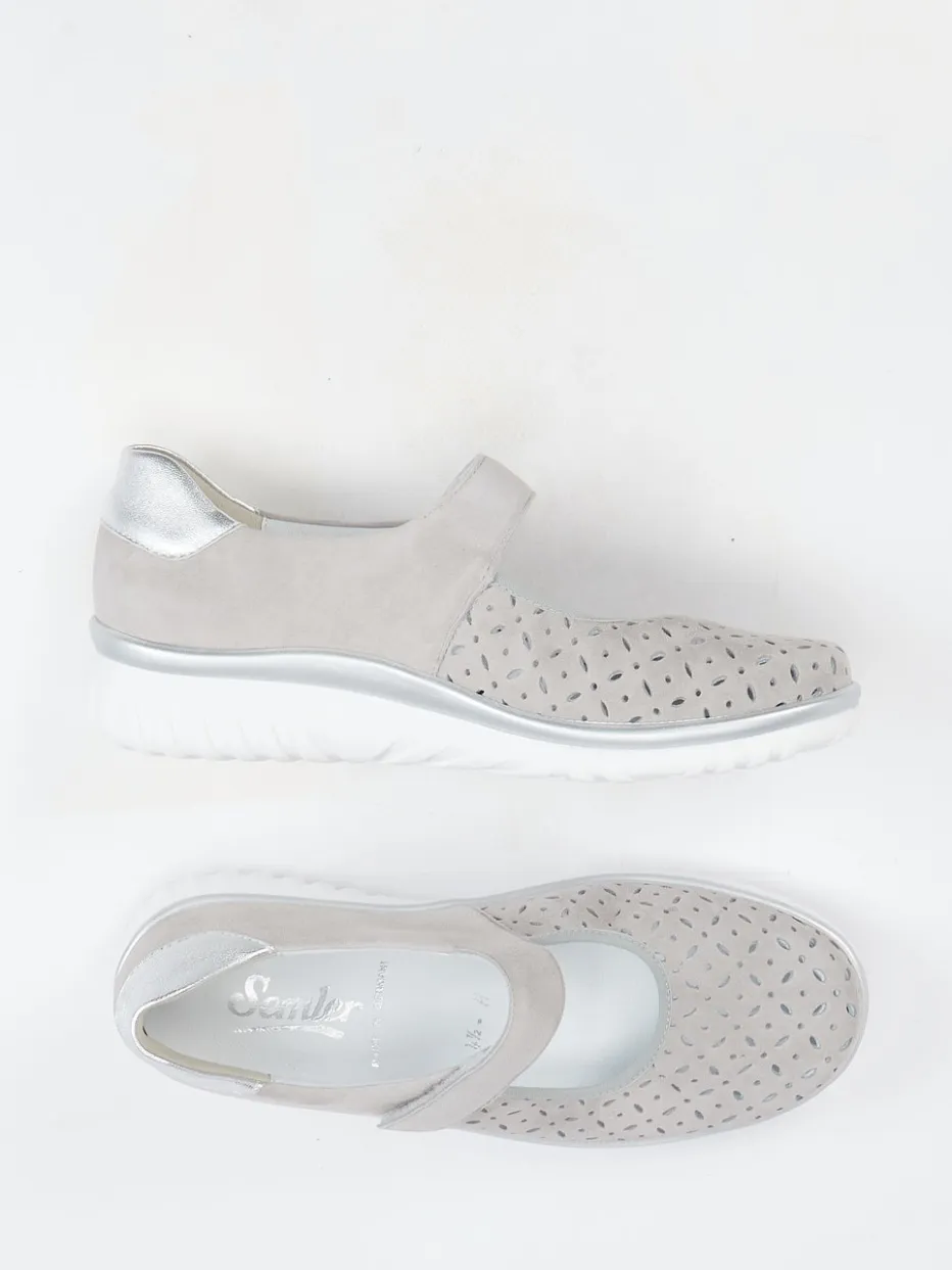 Damen Semler – Mary Janes aus Veloursleder Taupe-Grau