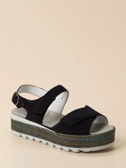 Damen Semler – Plateau-Sandalen aus Veloursleder Schwarz