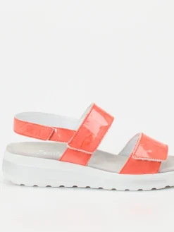Damen Semler – Sandalen aus Lackleder in Korallenrot