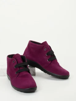 – Schnür-Bootie aus Veloursleder Beerenviolett*Semler Best