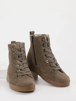 Damen Semler – Schnürboots aus Veloursleder in Taupe