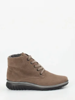 Damen Semler – Schnürboots aus Veloursleder in Taupe
